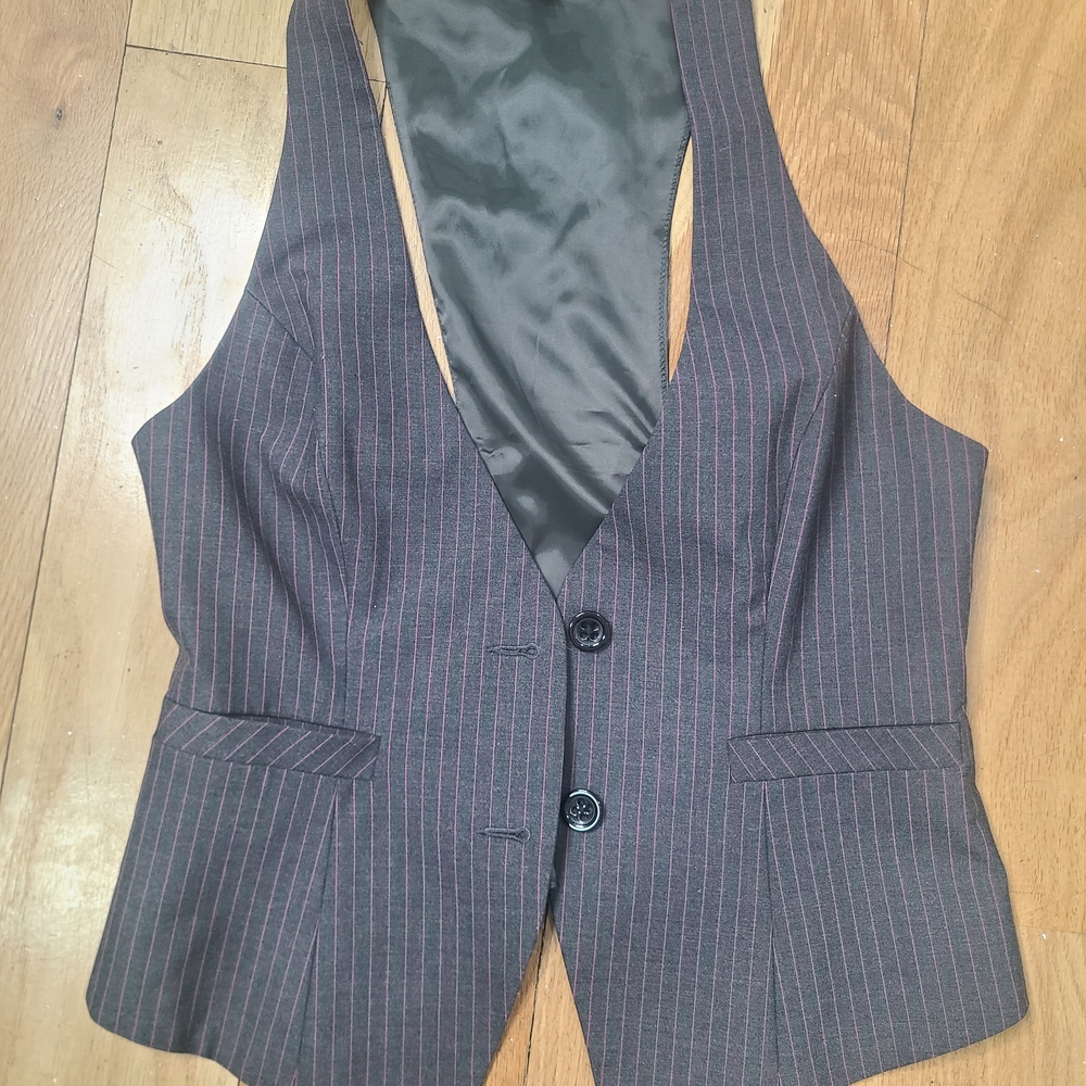 Express Black and Pink Pinstripe Vest